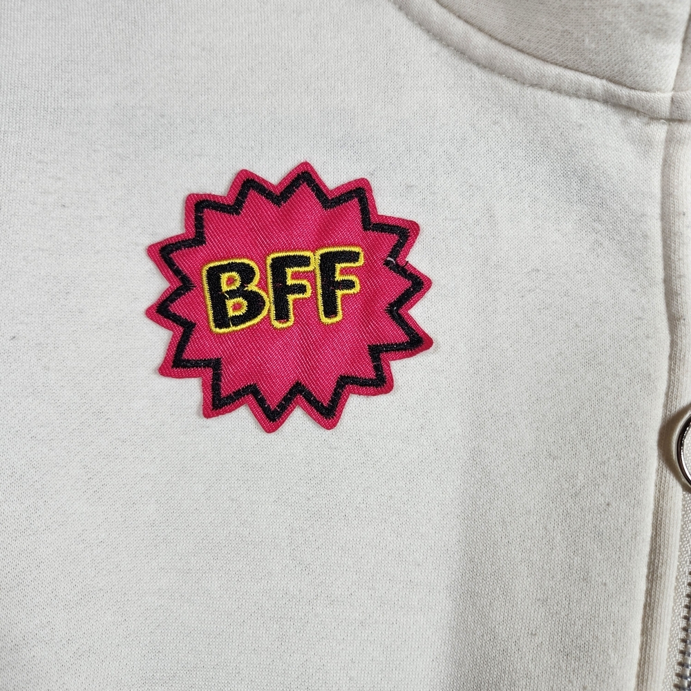 Vinyl Icons Cream Womens S Half Zip Sweatshirt With Decrotive Patches - Picture 6 of 12
